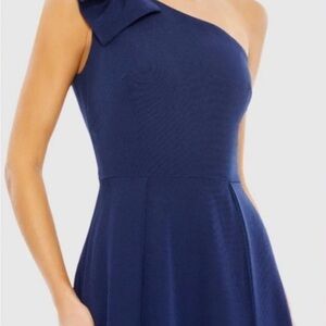 Mac Duggal One-Shoulder Navy Dress